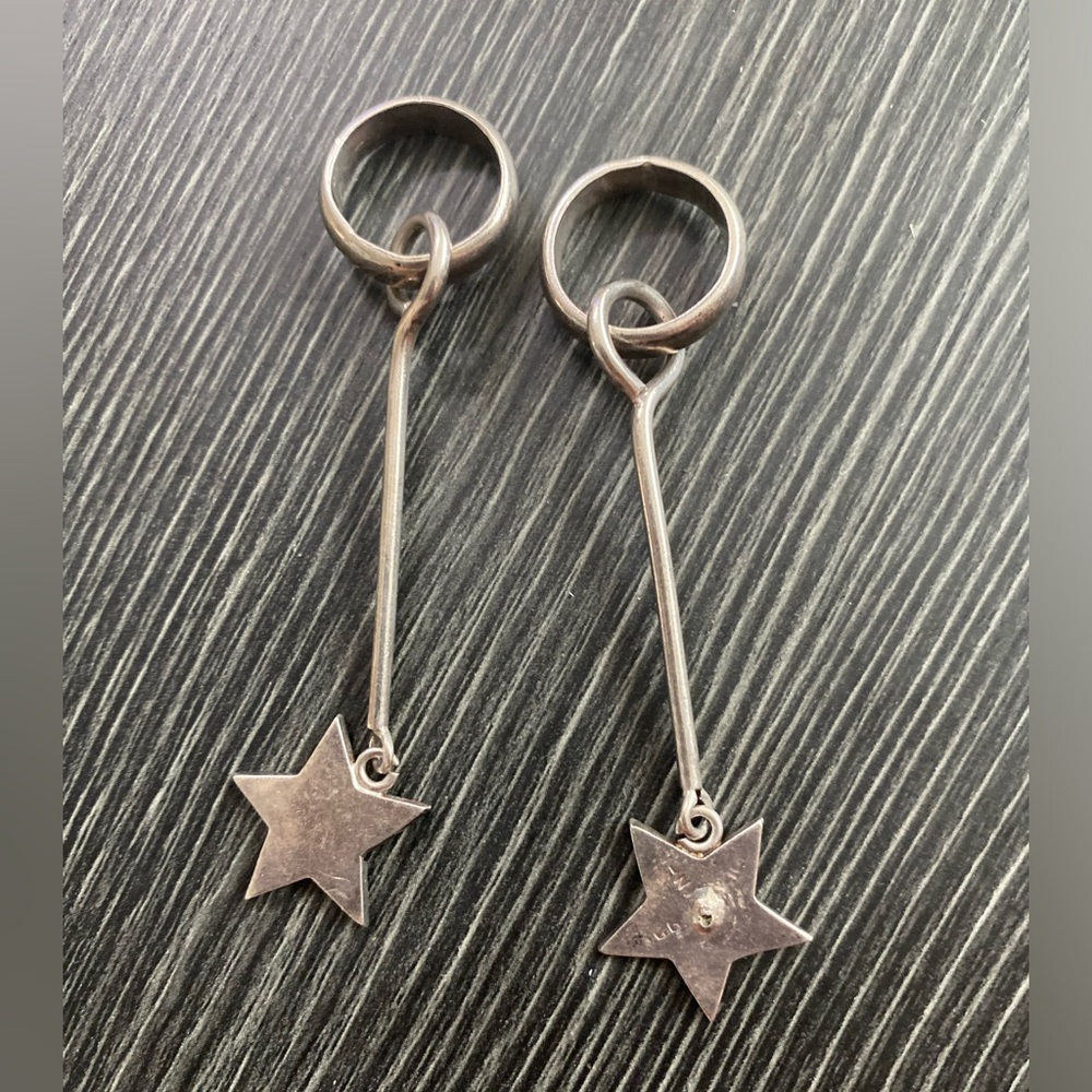 Sterling Silver Star Drop Necklace Pendant - Silver